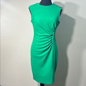 DKNY Vibrant Green Ruched Mini Dress